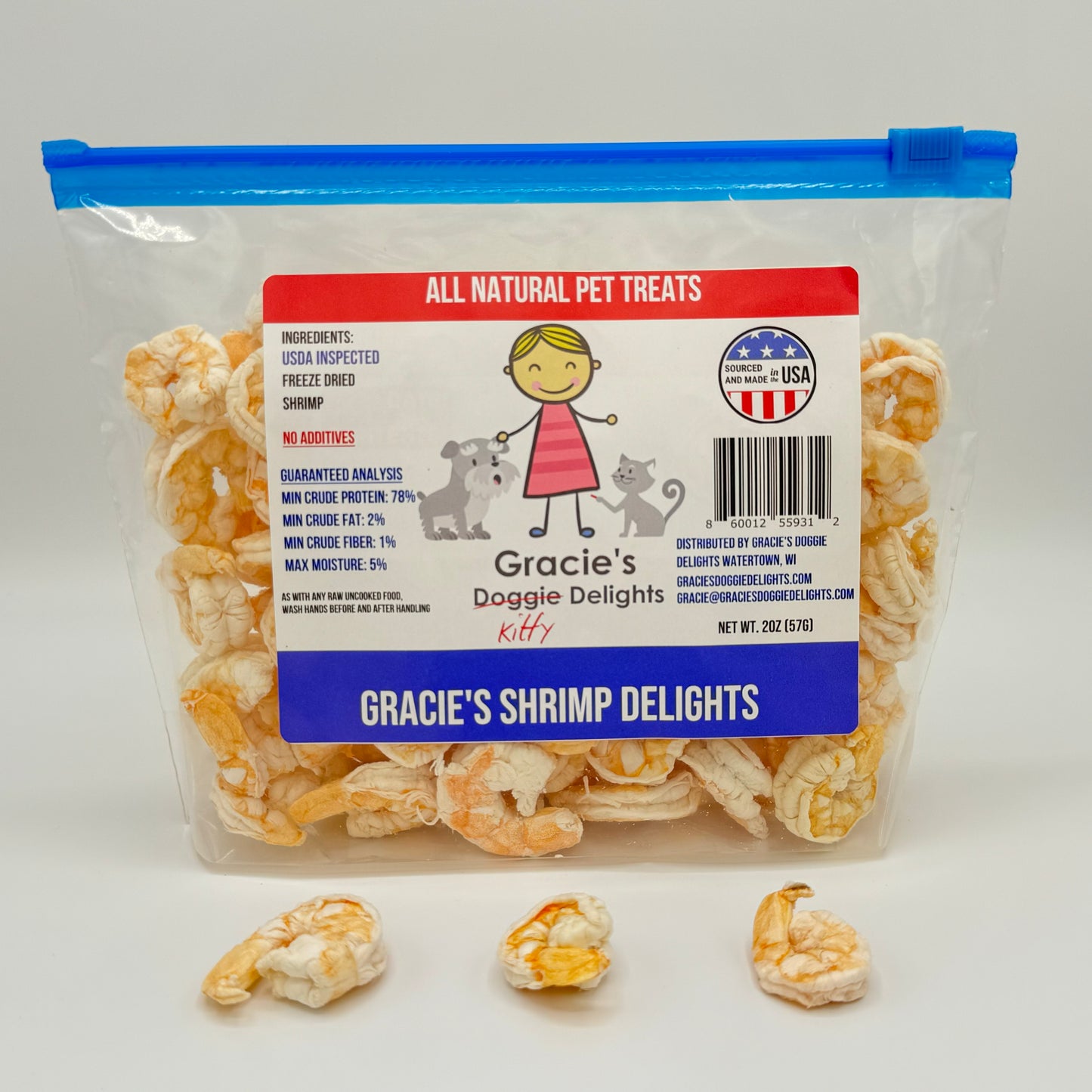Gracie's Kitty Delights Shrimp freeze dried cat treat