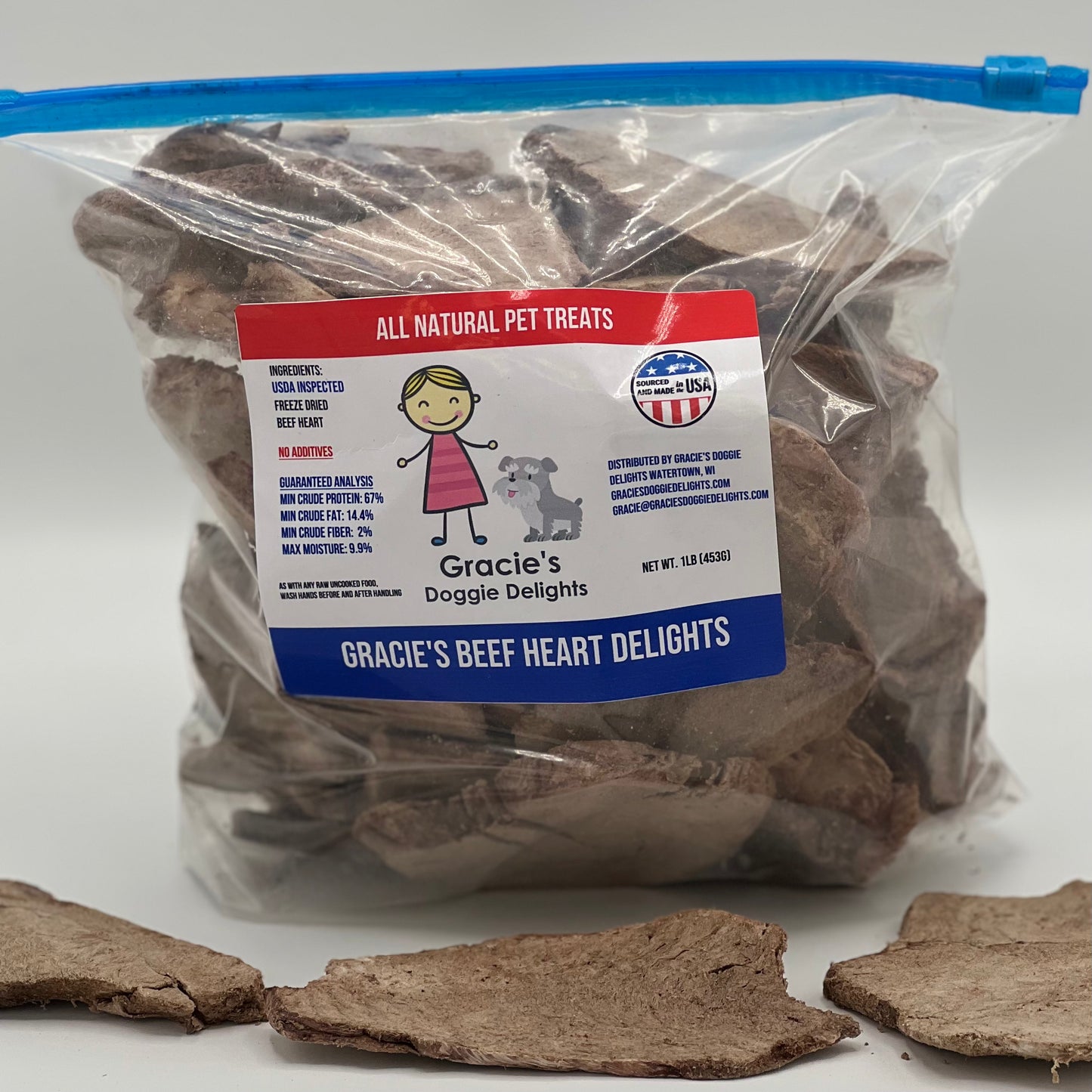 Gracie's Beef Heart Delights Sliced 1lb bag
