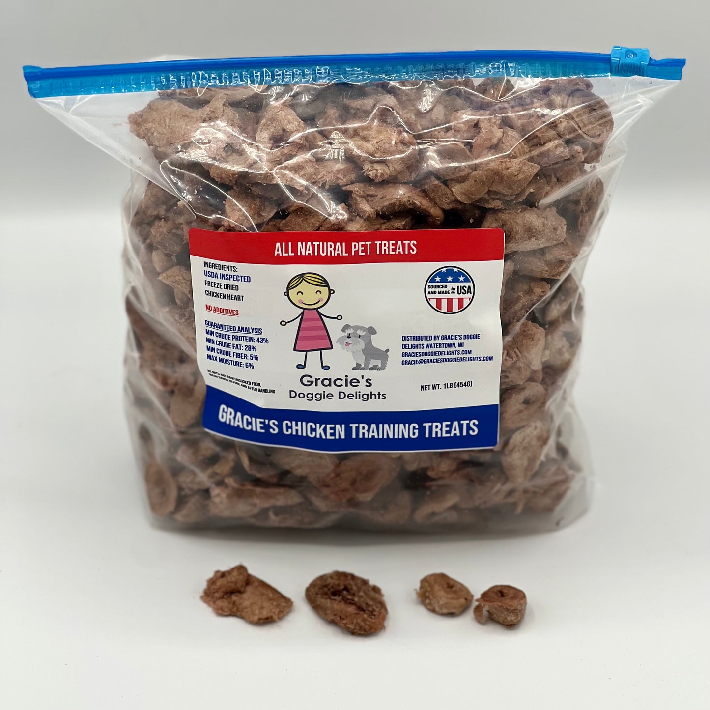 Gracie's Doggie Delights Chicken Training Treats 1lb bag