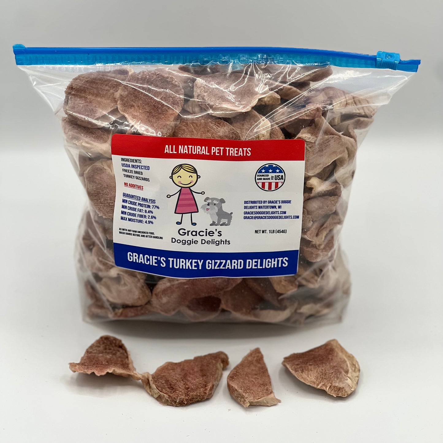 Gracie's Doggie Delights Sliced Turkey Gizzard 1lb bag