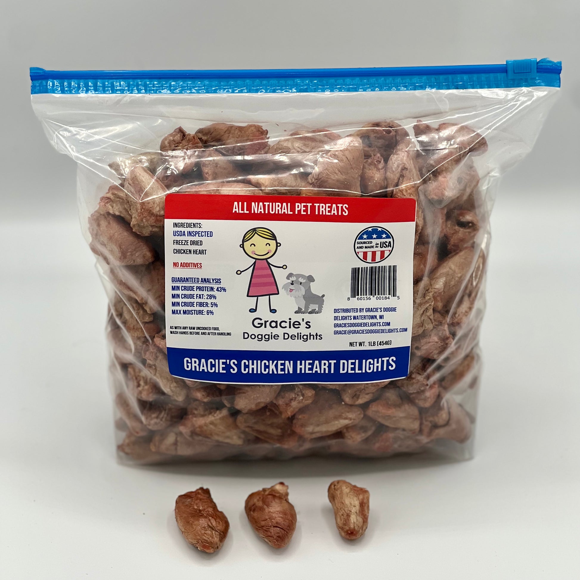 Freeze dried dog treat chicken heart all natural single ingredient treat