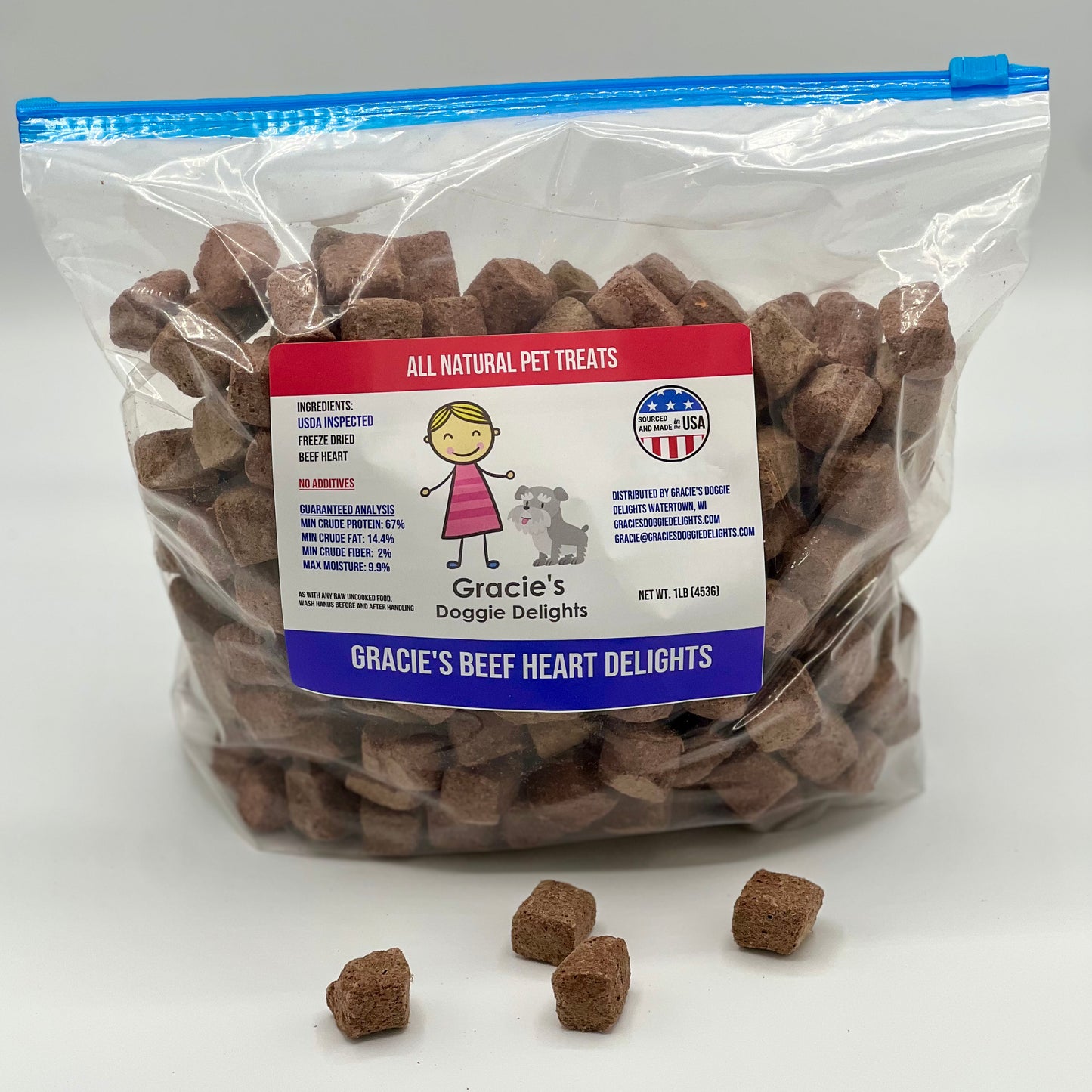 Gracie's Beef Heart Delights 1lb bag