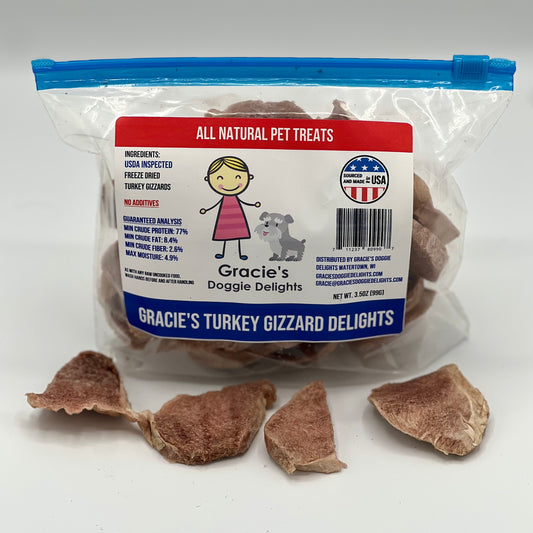 Gracie's Doggie Delights Sliced Turkey Gizzard 3.5oz bag