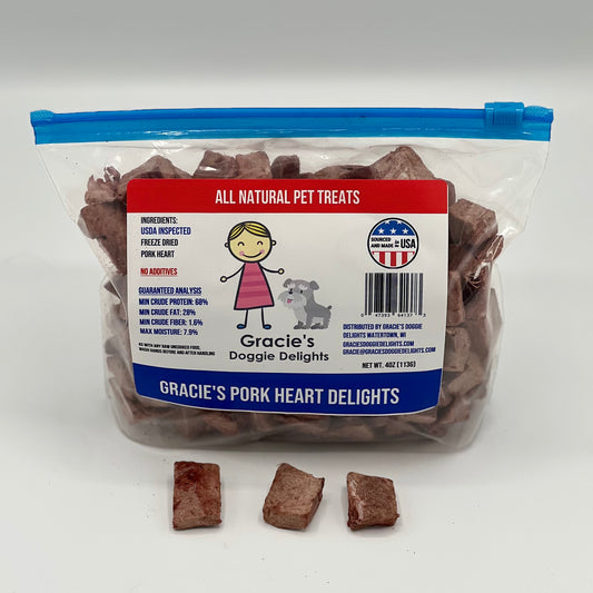 Gracie's Doggie Delights Pork Heart 4oz bag